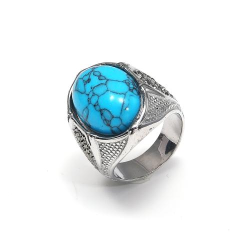 Палец кольцо из нержавеющей стали, Нержавеющая сталь 304, с Природный камень, ювелирные изделия моды & Мужская & разный размер для выбора, Много цветов для выбора, продается PC