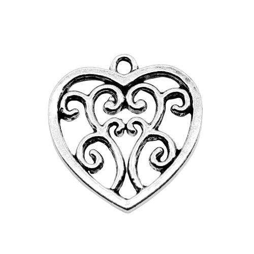 Tibetan Style Heart Pendants, antique silver color plated, DIY, 22x21mm, Sold By PC
