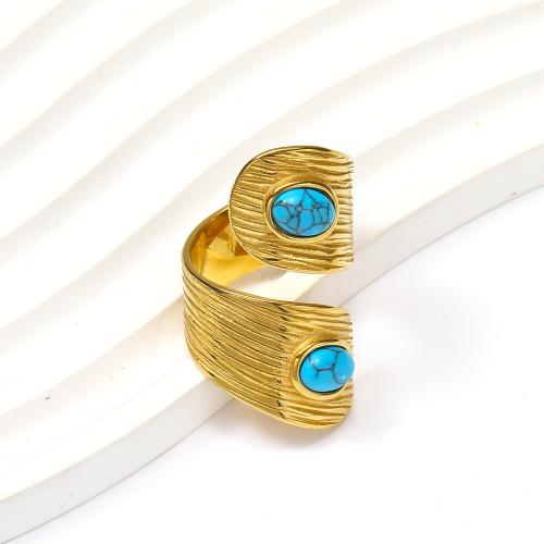 Vinger Ring in edelstaal, 304 roestvrij staal, met Natuursteen, mode sieraden & verschillende grootte voor keus & voor vrouw, meer kleuren voor de keuze, Verkocht door PC