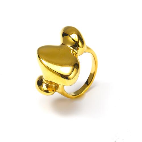 Палец кольцо из нержавеющей стали, Нержавеющая сталь 304, ювелирные изделия моды & разный размер для выбора & Женский, Золотой, продается PC
