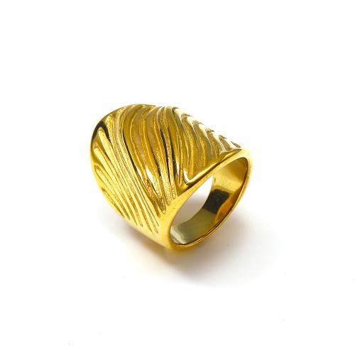 Anel de dedo de aço inoxidável, Aço inoxidável 304, joias de moda & tamanho diferente para a escolha & para mulher, dourado, vendido por PC