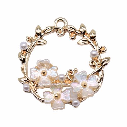 Zinc Alloy Flower Pendants with Resin gold color plated DIY Sold By PC