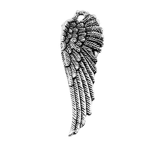 Aile en forme de pendentifs en alliage de Zinc, forme d'aile, Plaqué de couleur d'argent, DIY, 50x17mm, Vendu par PC