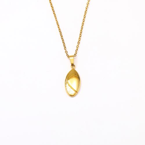Colar de jóias de aço inoxidável, Aço inoxidável 304, Oval, joias de moda & para mulher, dourado, 9x26mm, comprimento Aprox 45 cm, vendido por PC