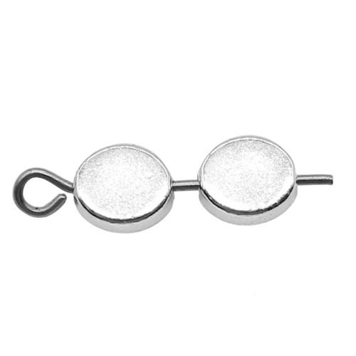 Perles plates en alliage de zinc , Plat rond, Plaqué de couleur d'argent, DIY, 6x7mm, Vendu par PC