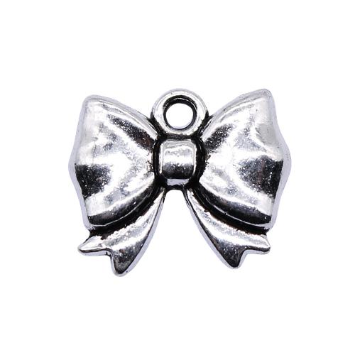Zinc Alloy Bowknot pendentifs, alliage de zinc, Noeud papillon, Plaqué de couleur d'argent, DIY, 12x15mm, Vendu par PC