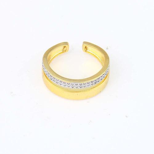 Cúbicos Circonia Micro Pave anillo de latón, metal, chapado en color dorado, micro arcilla de zirconia cúbica & para mujer, libre de níquel, plomo & cadmio, 20.10x18.70x9.80mm, Vendido por UD