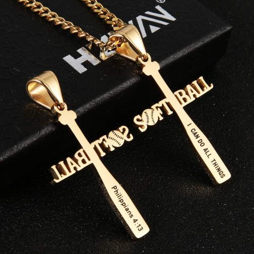 Stainless Steel Jewelry Necklace, 304 Stainless Steel, Cross, plated, for man, more colors for choice, 28x42mm, Sold By PC