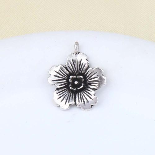 Brass Jewelry Pendants Flower silver color plated DIY nickel lead & cadmium free Sold By PC