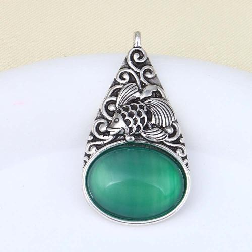Brass Jewelry Pendants with Resin silver color plated DIY green nickel lead & cadmium free Sold By PC