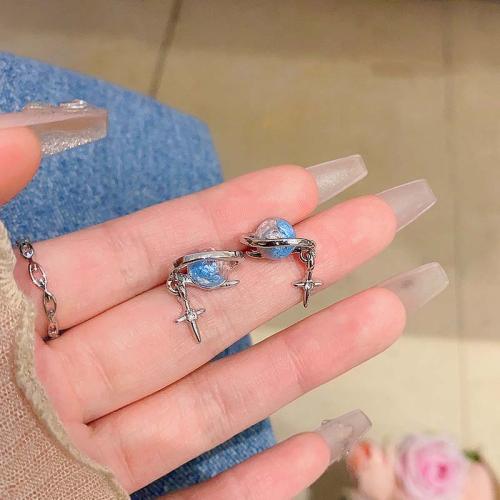 Zinc Alloy Stud Earring with Resin silver color plated fashion jewelry & with rhinestone silver color nickel lead & cadmium free Sold By Pair