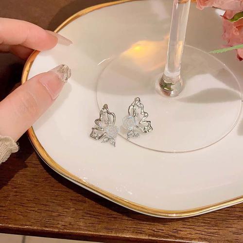 Zinc Alloy Stud Earring with Resin silver color plated fashion jewelry silver color nickel lead & cadmium free Sold By Pair