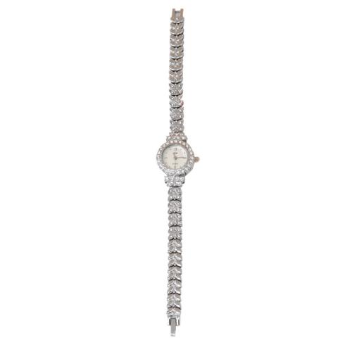 Nők Wrist Watch, 304 rozsdamentes acél, -val Üveg & Cink ötvözet, divat ékszerek & kínai mozgás & a nő & strasszos, több színt a választás, Hossz Kb 20 cm, Által értékesített PC