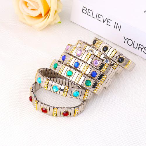 Stainless Steel Jewelry Bracelet, 304 Stainless Steel, plated, fashion jewelry & Unisex & different styles for choice & with rhinestone, more colors for choice, Sold By PC