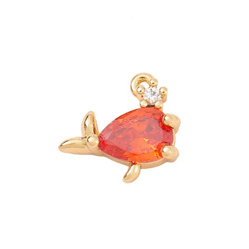 Cubic Zirconia Micro Pave Brass Pendant Goldfish real gold plated DIY & micro pave cubic zirconia Sold By PC
