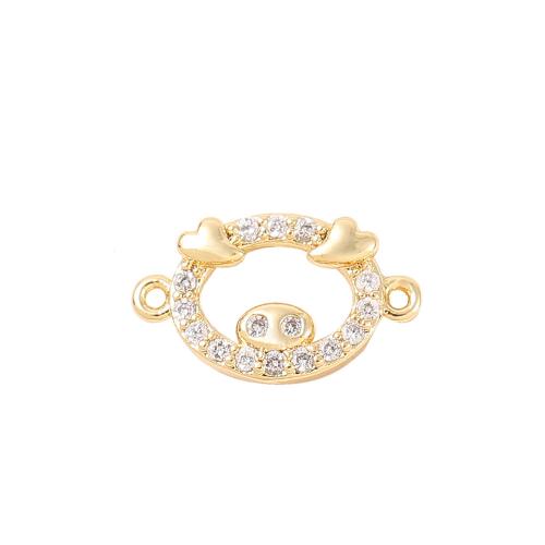 Cubic Zirconia Micro Pave Brass Connector real gold plated DIY & micro pave cubic zirconia Sold By PC