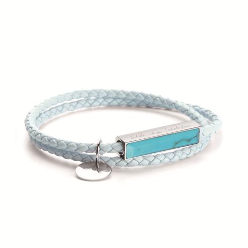 Leather Cord Bracelet, 304 Stainless Steel, with Natural Stone & leather cord, plated, different materials for choice & Unisex, more colors for choice, Length:16 cm, Sold By PC