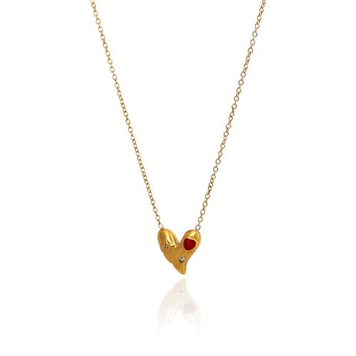 Titanstahl Halskette, mit Verlängerungskettchen von 5cm, plattiert, Micro pave Zirkonia & für Frau, goldfarben, Länge:40 cm, verkauft von PC
