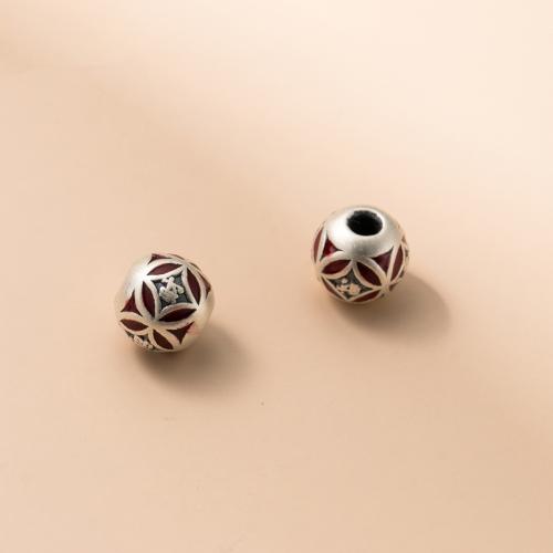 Perles d'espacement Bijoux, Argent sterling 925, Rond, Vintage & DIY & autocollant époxyde, 8.50x8mm, Trou:Environ 2.5mm, Vendu par PC