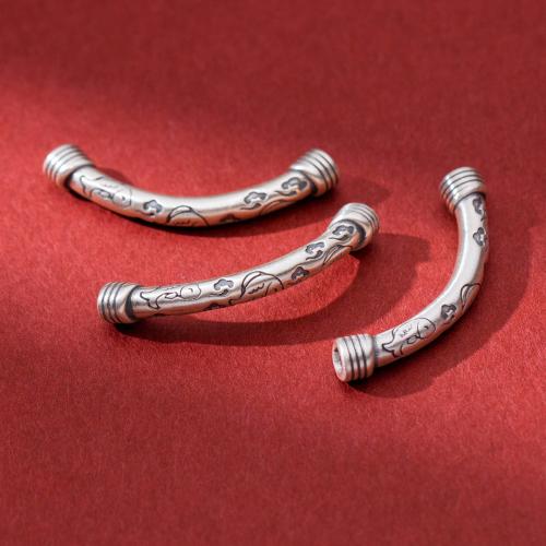 925 Sterling Sølv buede rør perler, Vintage & du kan DIY, 44x6.50mm, Hole:Ca. 3.2mm, Solgt af PC