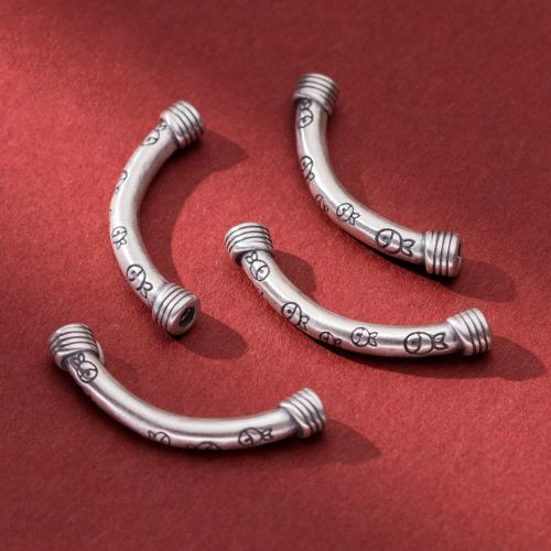 925 Sterling Silver Curved Tube Beads, vintage & DIY, 44.50x6mm, Hole:Approx 3.2mm, Sold By PC