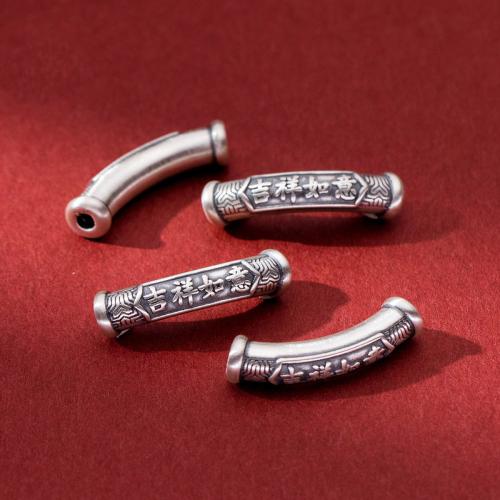 925 Sterling Silber gebogene Rohr Perlen, Vintage & DIY, 32x7.50mm, Bohrung:ca. 2.8mm, verkauft von PC