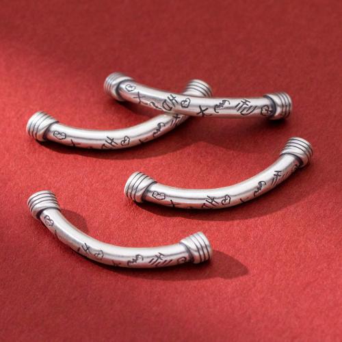 Серебро 925 пробы изогнутые бусины-трубки, Винтаж & DIY, 44.50x6mm, отверстие:Приблизительно 3.2mm, продается PC