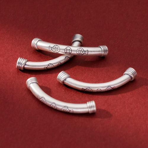 925 Sterling Silver Curved Tube Beads, vintage & DIY, 45x6.50mm, Hole:Approx 2.8mm, Sold By PC