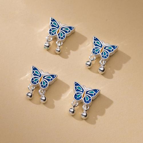 925 Sterling Silver Pendant, Butterfly, DIY & epoxy gel, 11x9.50x4mm, Sold By PC