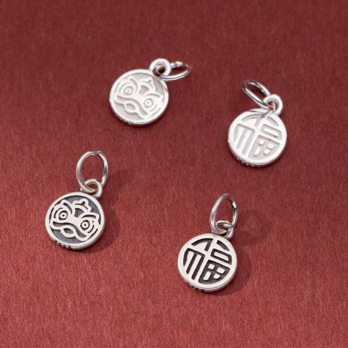 925 Sterling Silver Pendant, Flat Round, DIY, more colors for choice, 7.50x1.20mm, Sold By PC