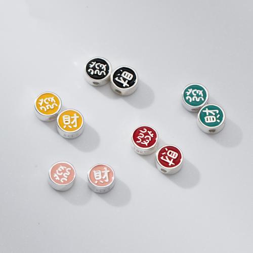 Spacer Beads Jóias, 925 de prata esterlina, Roda plana, DIY & adesivo epóxi, Mais cores pare escolha, 6x3mm, Buraco:Aprox 1.2mm, vendido por PC