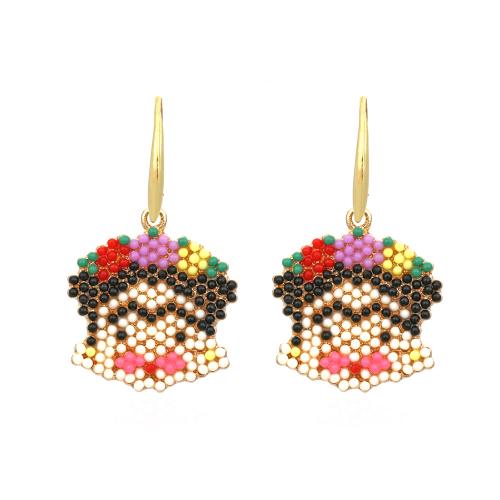 Zinklegierung Ohrringe, mit Seedbead & Kunststoff Perlen, Zinklegierung Stecker, für Frau, gemischte Farben, 35x25mm, verkauft von Paar