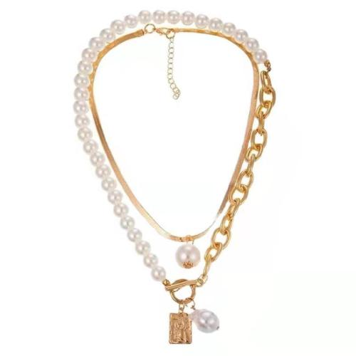 Zinklegierung Schmuck Halskette, mit Kunststoff Perlen, mit Verlängerungskettchen von 7cm, Modeschmuck & verschiedene Stile für Wahl & für Frau, keine, Länge:ca. 36 cm, ca. 45 cm, verkauft von PC
