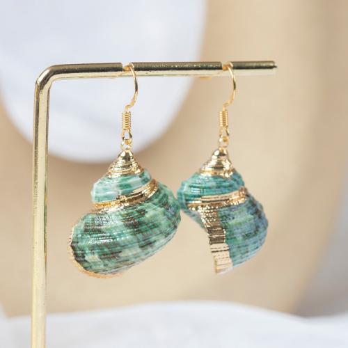 Shell Earrings with Zinc Alloy fashion jewelry & for woman green Sold By Pair