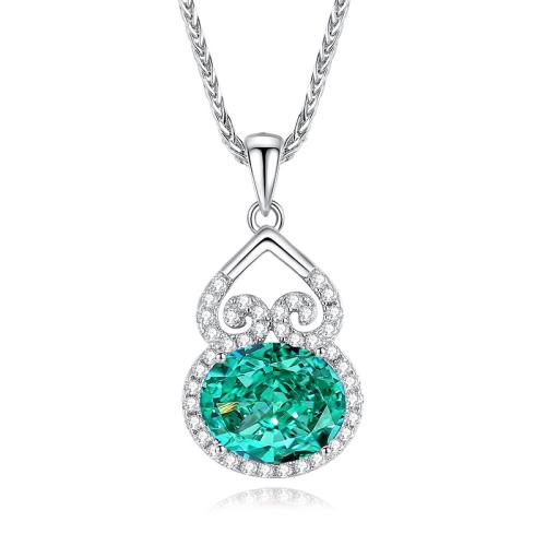Cubic Zircon Micro Pave 925 Sterling Silver Necklace with 5cm extender chain Calabash fashion jewelry & micro pave cubic zirconia & for woman Length Approx 40 cm Sold By PC