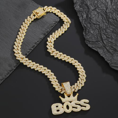 Zinc Alloy Jewelry Necklace fashion jewelry & Unisex & with rhinestone Sold By PC