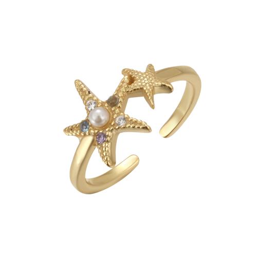 925 Sterling Silver Prst prsten, s Plastové Pearl, Hvězdice, módní šperky & micro vydláždit kubické zirkony & pro ženy, Prodáno By PC