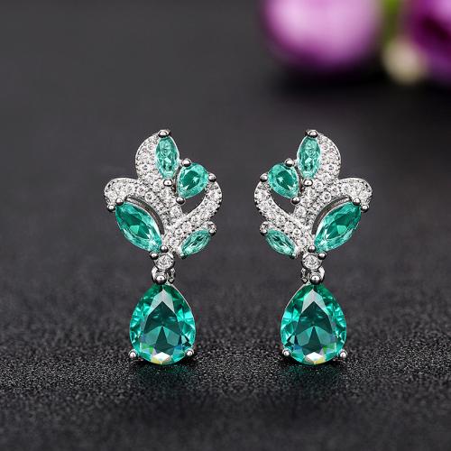 Cubic Zirconia Micro Pave Brass Earring fashion jewelry & micro pave cubic zirconia & for woman 26mm Sold By Pair