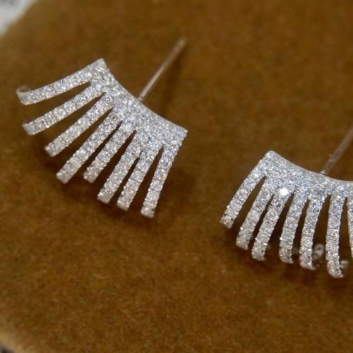 Messing oorbellen met micro-paved kubieke zirconia's, mode sieraden & micro pave zirconia & voor vrouw, 13x12mm, Verkocht door pair