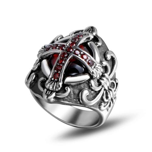Палец кольцо из нержавеющей стали, Нержавеющая сталь 304, Мужская & разный размер для выбора & со стразами, продается PC