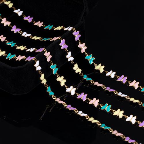 Stainless Steel Jewelry Chain 304 Stainless Steel Butterfly DIY & enamel Sold By Bag