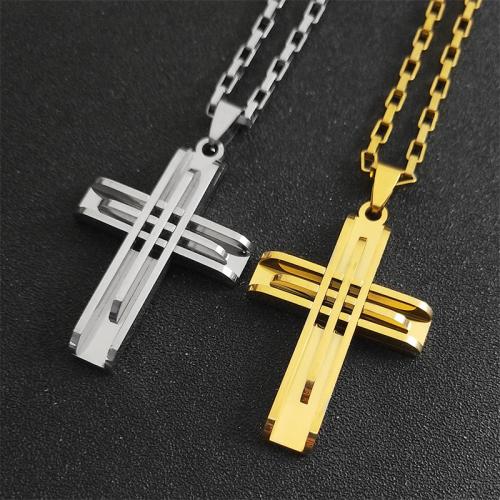 Stainless Steel Jewelry Necklace, 304 Stainless Steel, Cross, fashion jewelry & Unisex & different styles for choice, more colors for choice, 43x32mm, Length:Approx 60 cm, Sold By PC