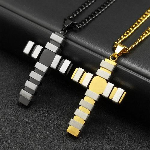 Stainless Steel Jewelry Necklace, 304 Stainless Steel, Cross, fashion jewelry & Unisex & different styles for choice, more colors for choice, 38x26mm, Length:Approx 60 cm, Sold By PC
