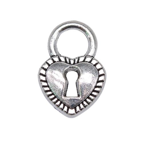 Tibetan Style Lock Pendants, antique silver color plated, DIY, 17x11mm, Sold By PC