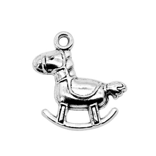 Tibetan Style Pendants, rocking horse, antique silver color plated, DIY, 23x21mm, Sold By PC