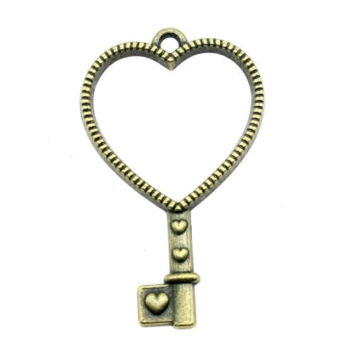 Tibetan Style Key Pendants, plated, DIY, more colors for choice, 42x25mm, Sold By PC