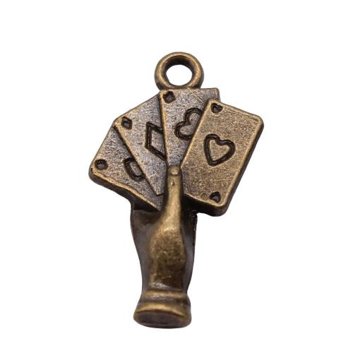 Pendentifs en alliage de zinc, Poker, Plaqué de couleur de bronze antique, DIY, 25x12mm, Vendu par PC