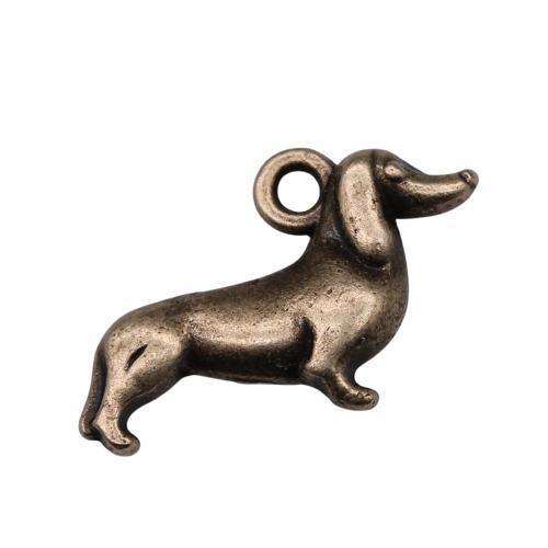 Pingentes animais de liga de zinco, Cachorro, banho de cor bronze antigo, DIY, 22x12mm, vendido por PC