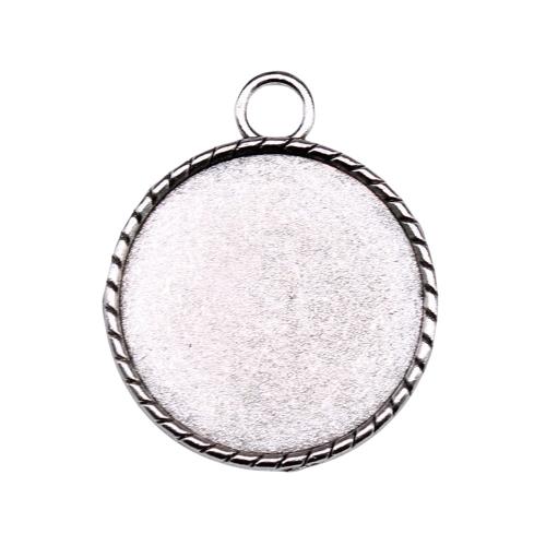 Tibetan Style Pendant Cabochon Setting, Flat Round, antique silver color plated, DIY, inner size:30mm, Sold By PC