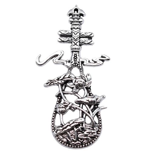 Musical Instrument Shaped Tibetan Style Pendants, antique silver color plated, DIY, 49x25mm, Sold By PC